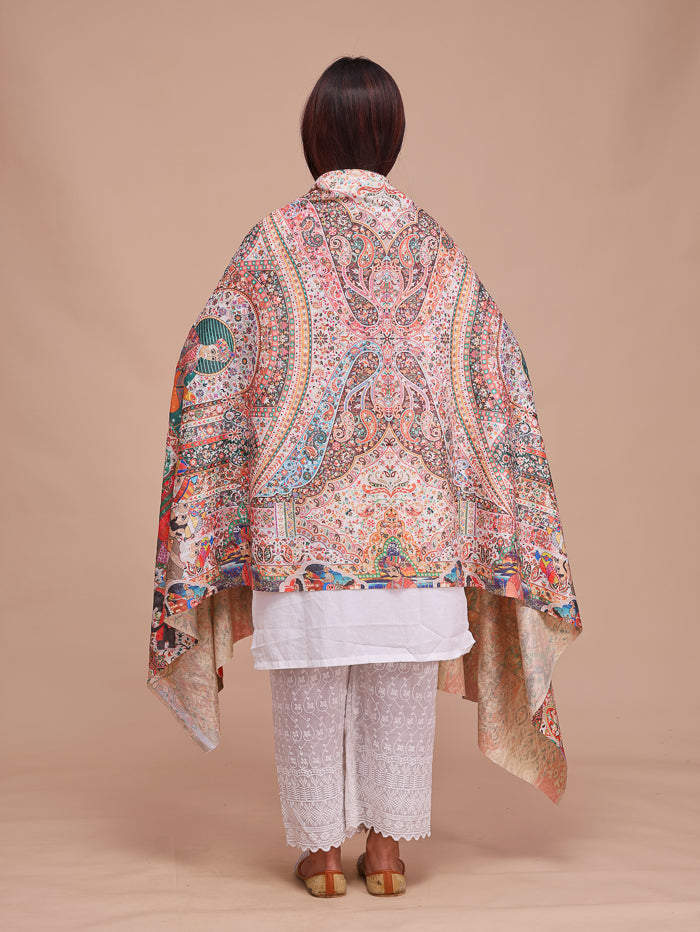 Women's Printed Darbar Design Wool Shawl