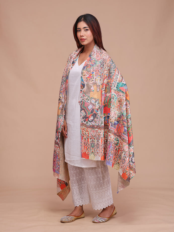 Women's Printed Darbar Design Wool Shawl