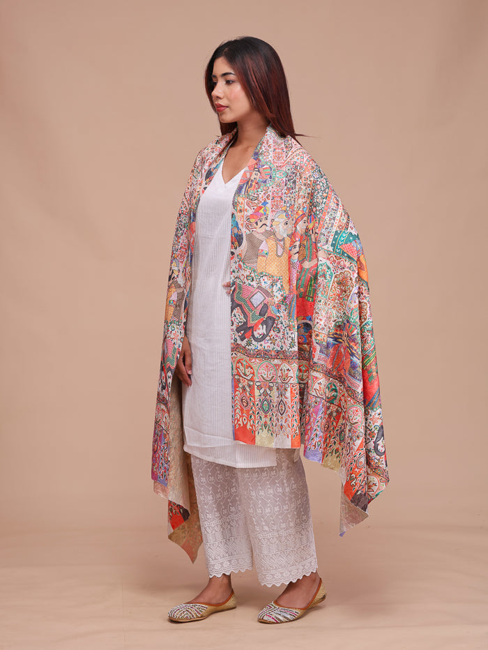 Women's Printed Darbar Design Wool Shawl