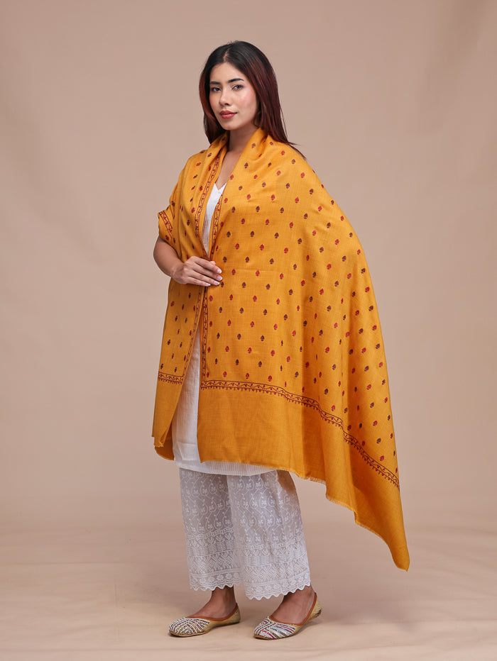 Women's Aari Embroidered Wool Shawl