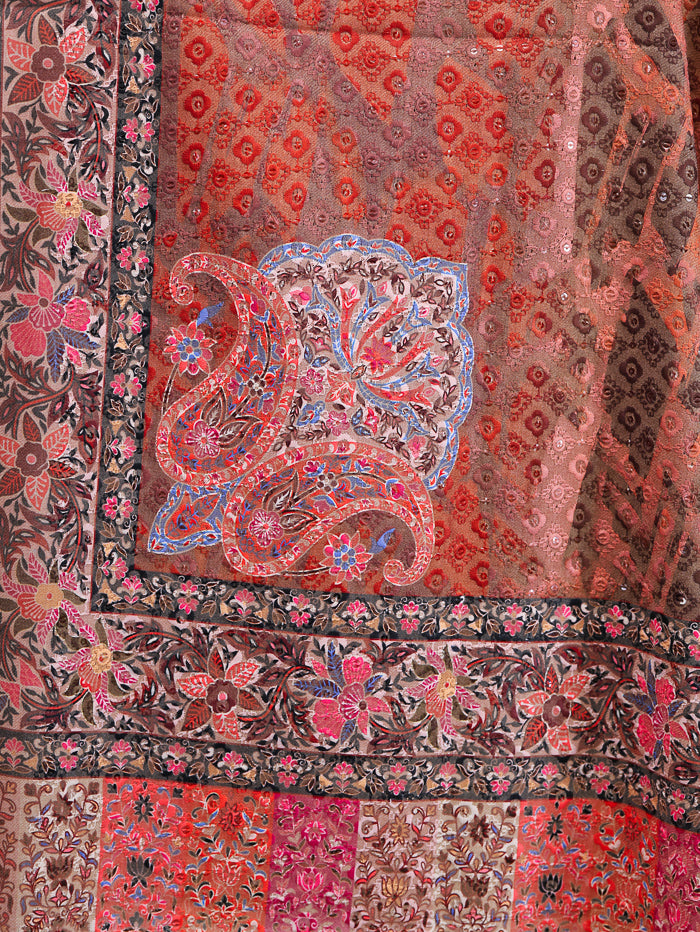 Women's Kalamkari Printed and Embroidered Wool Shawl