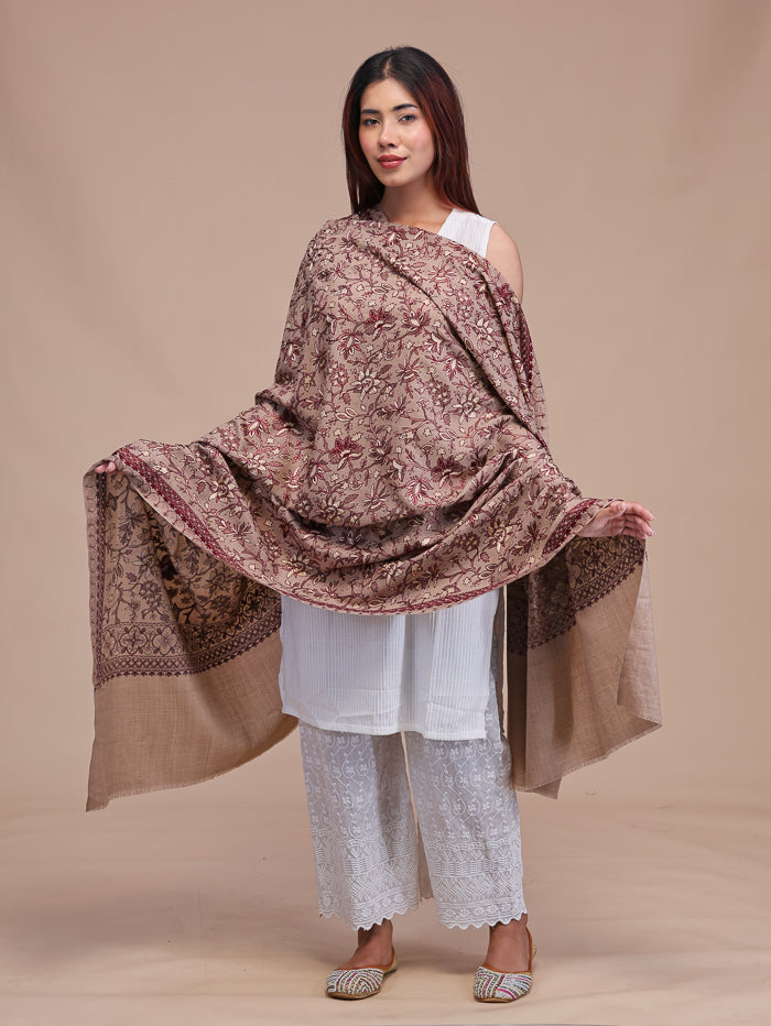 Women's Aari Embroidered Wool Shawl