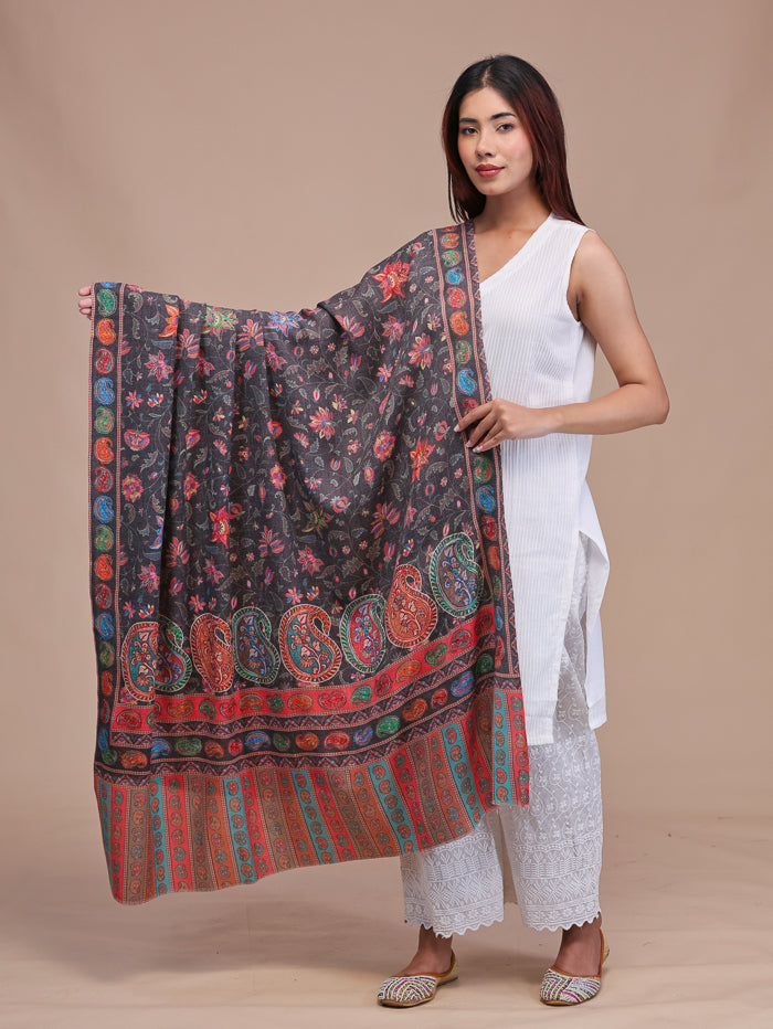Women's Aari Embroidered Wool Shawl