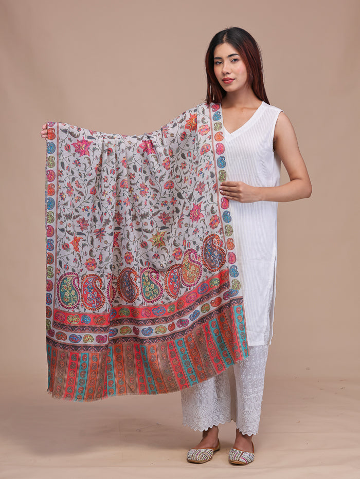 Women's Aari Embroidered Wool Shawl
