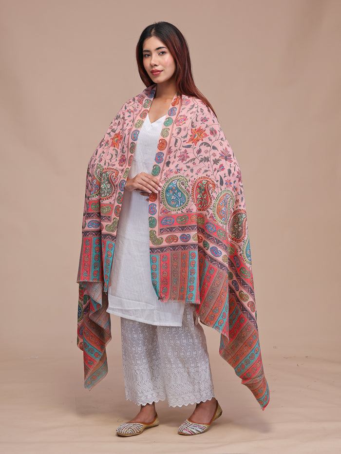 Women's Aari Embroidered Wool Shawl