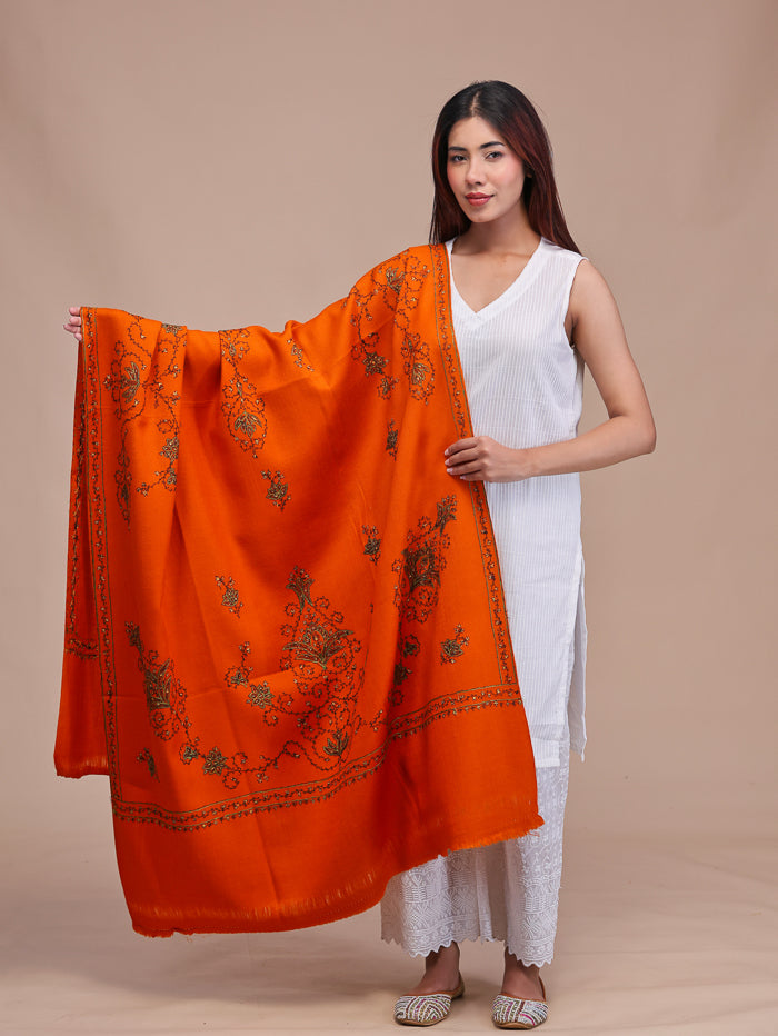 Women's Hand Embroidered Pure Wool Shawl
