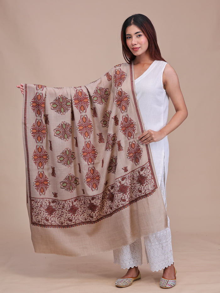 Women's Aari Embroidered Wool Shawl