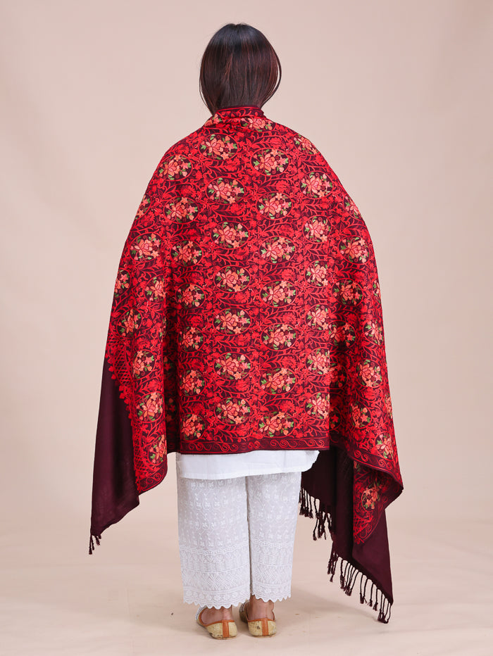 Women's Aari Embroidered Wool Shawl