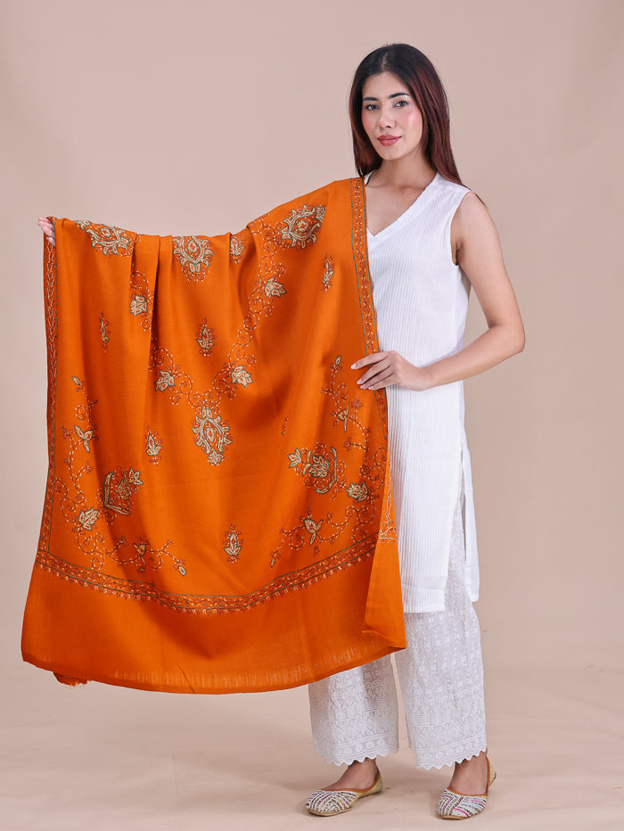 Women's Hand Embroidered Pure Wool Shawl