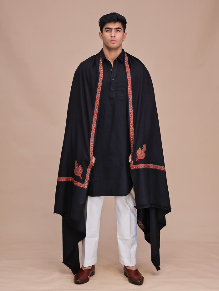 Men's Kashmiri Embroidered Wool Shawl
