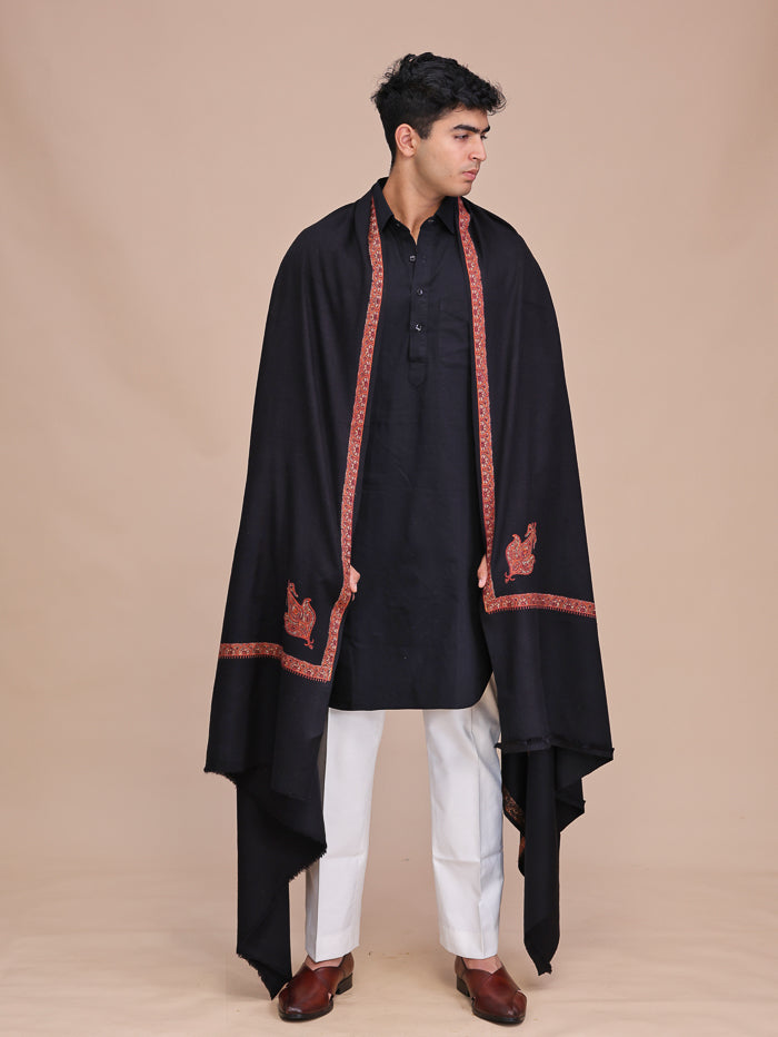 Men's Kashmiri Embroidered Wool Shawl