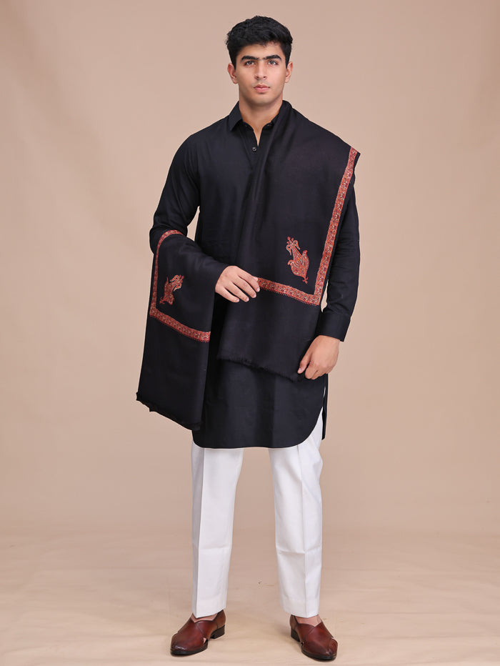 Men's Kashmiri Embroidered Wool Shawl