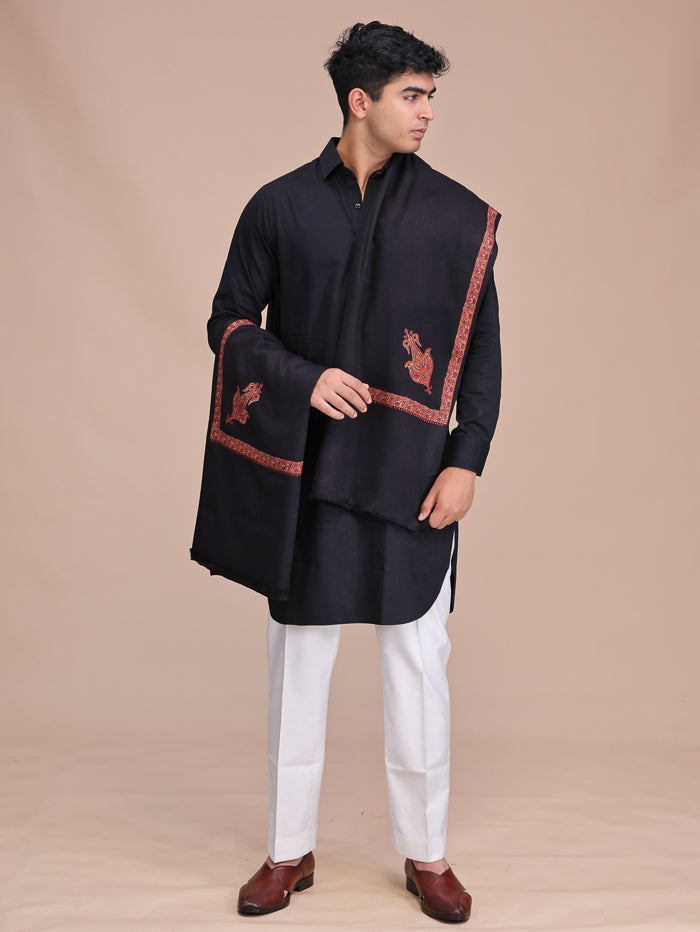 Men's Kashmiri Embroidered Wool Shawl