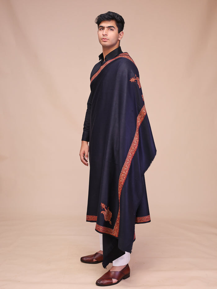 Men's Kashmiri Embroidered Wool Shawl