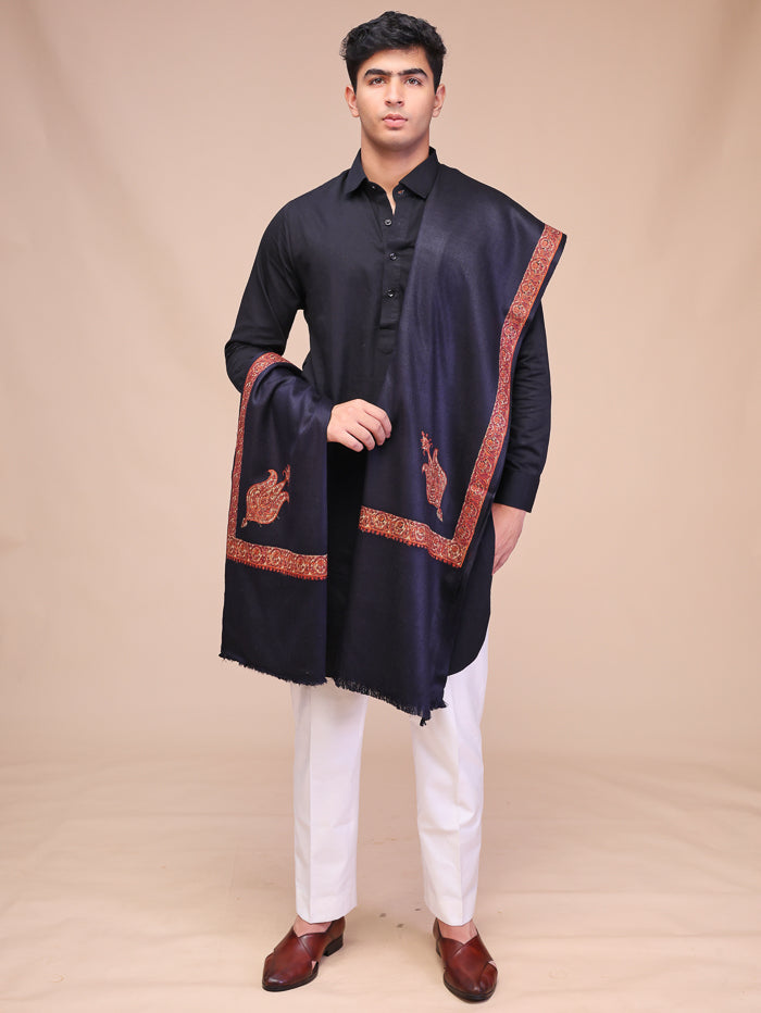 Men's Kashmiri Embroidered Wool Shawl