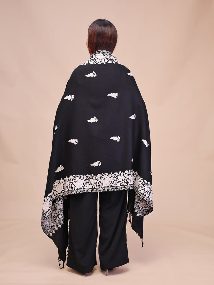 Women's Aari Embroidered Wool Shawl