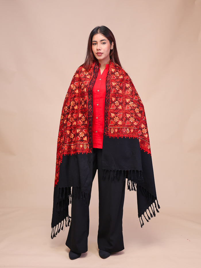 Women's Aari Embroidered Wool Shawl