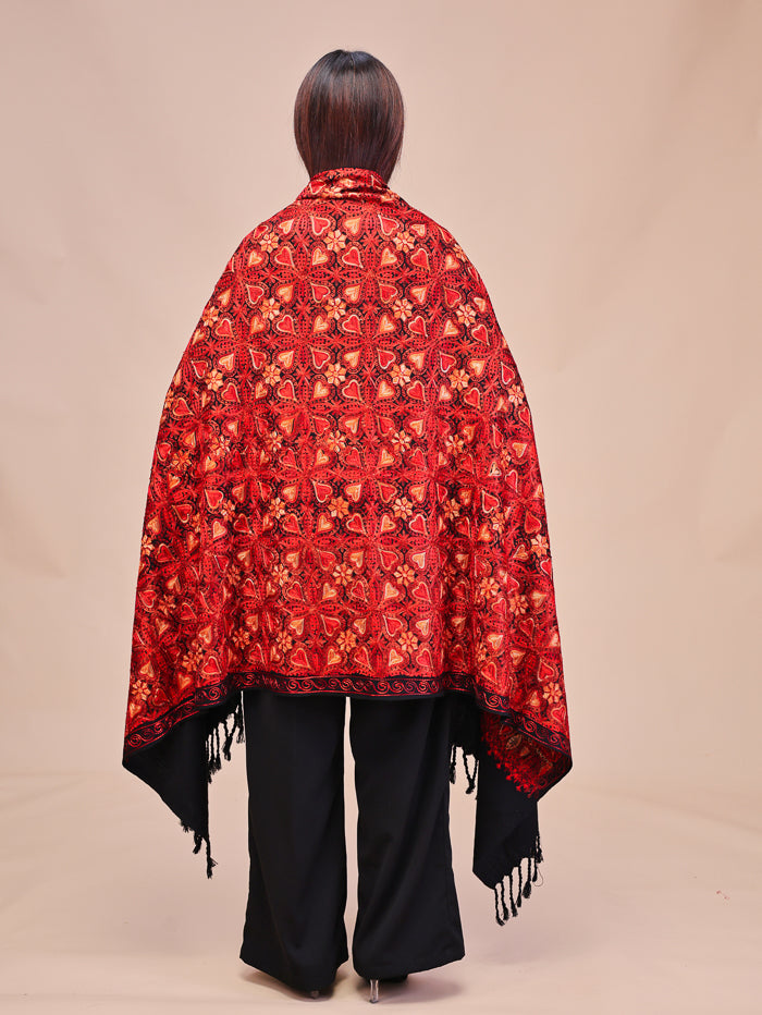 Women's Aari Embroidered Wool Shawl