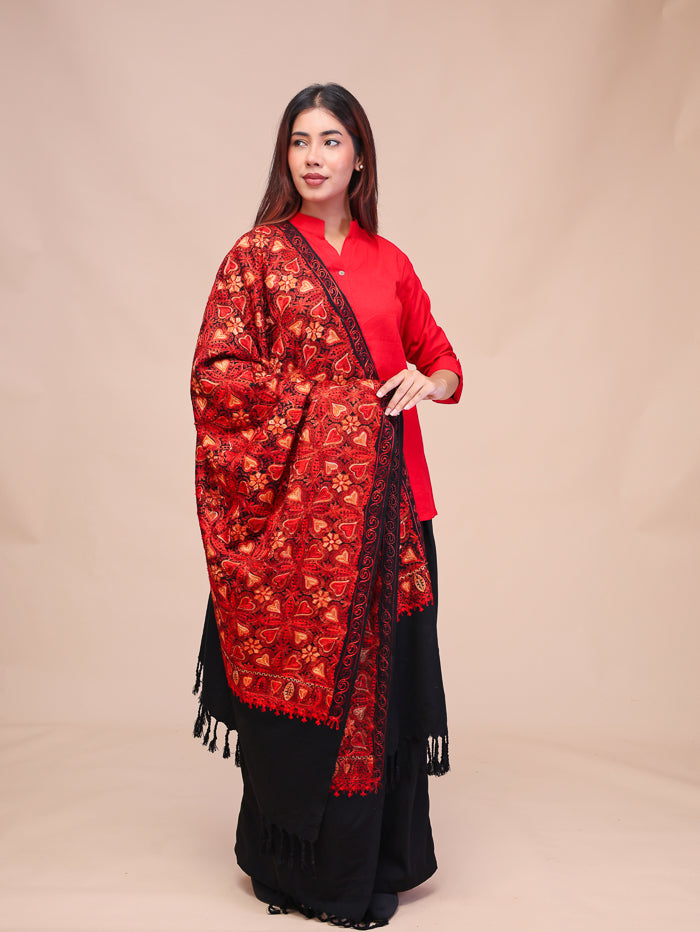 Women's Aari Embroidered Wool Shawl
