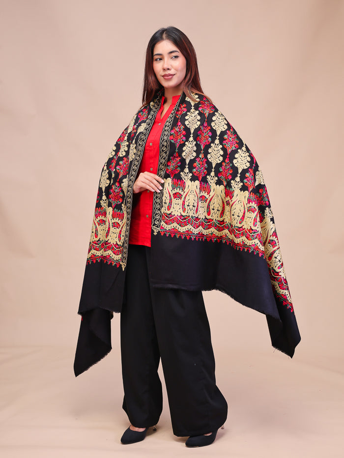 Women's Aari Embroidered Wool Shawl