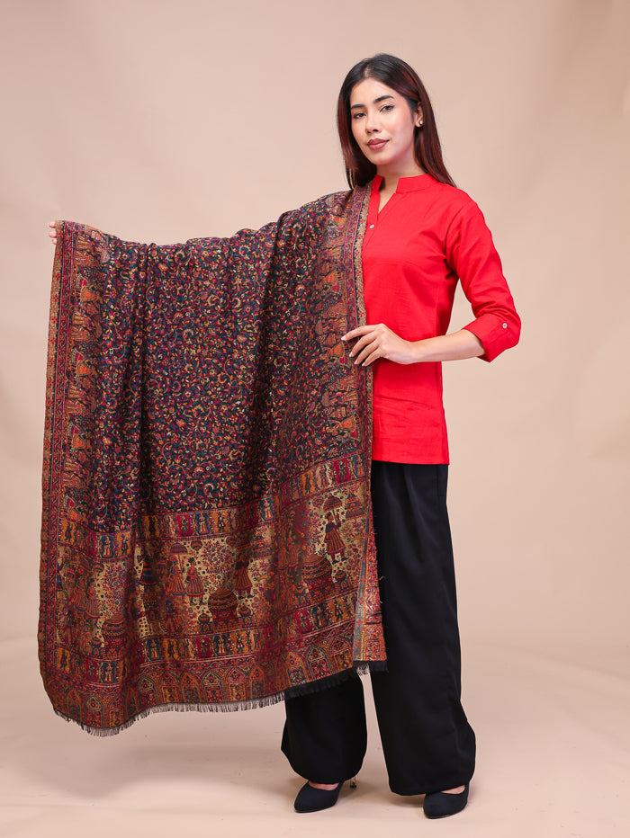 Women's Kani Wool Shawl With Zari Work