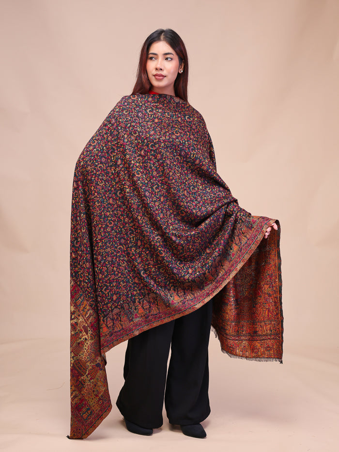 Women's Kani Wool Shawl With Zari Work