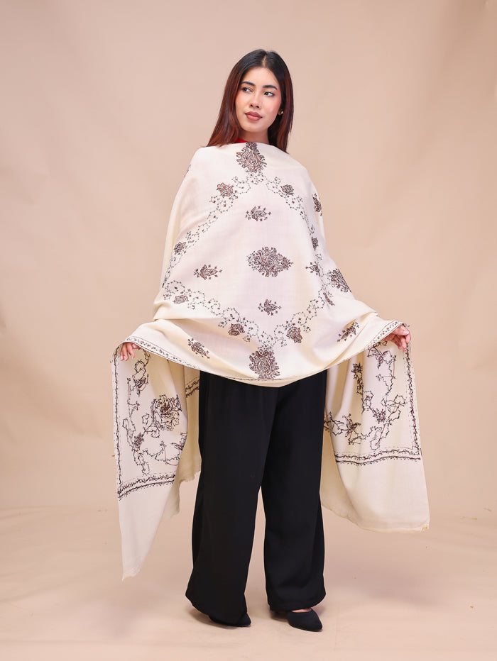 Women's Hand Embroidered Pure Wool Shawl