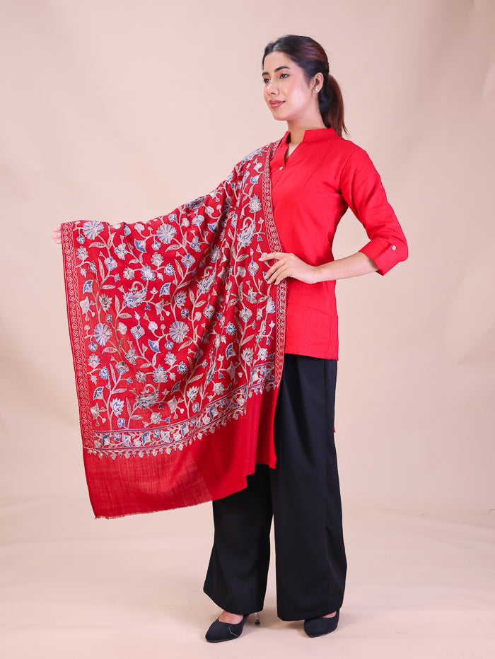 Women's Aari Embroidered Wool Stole