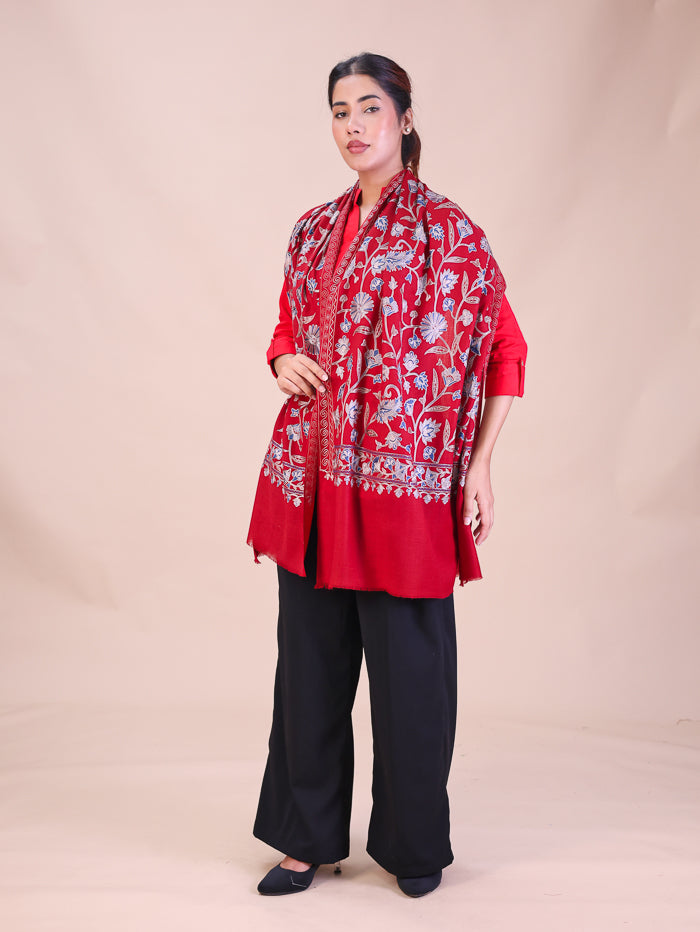 Women's Aari Embroidered Wool Stole