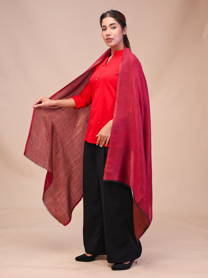 Women's Reversible Pure Wool Stole With Zari Work