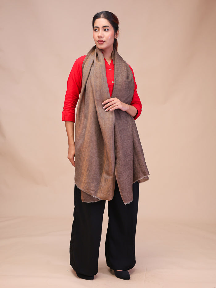Women's Reversible Pure Wool Stole With Zari Work