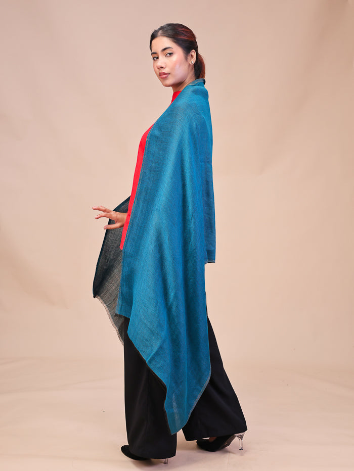 Women's Reversible Pure Wool Stole With Zari Work