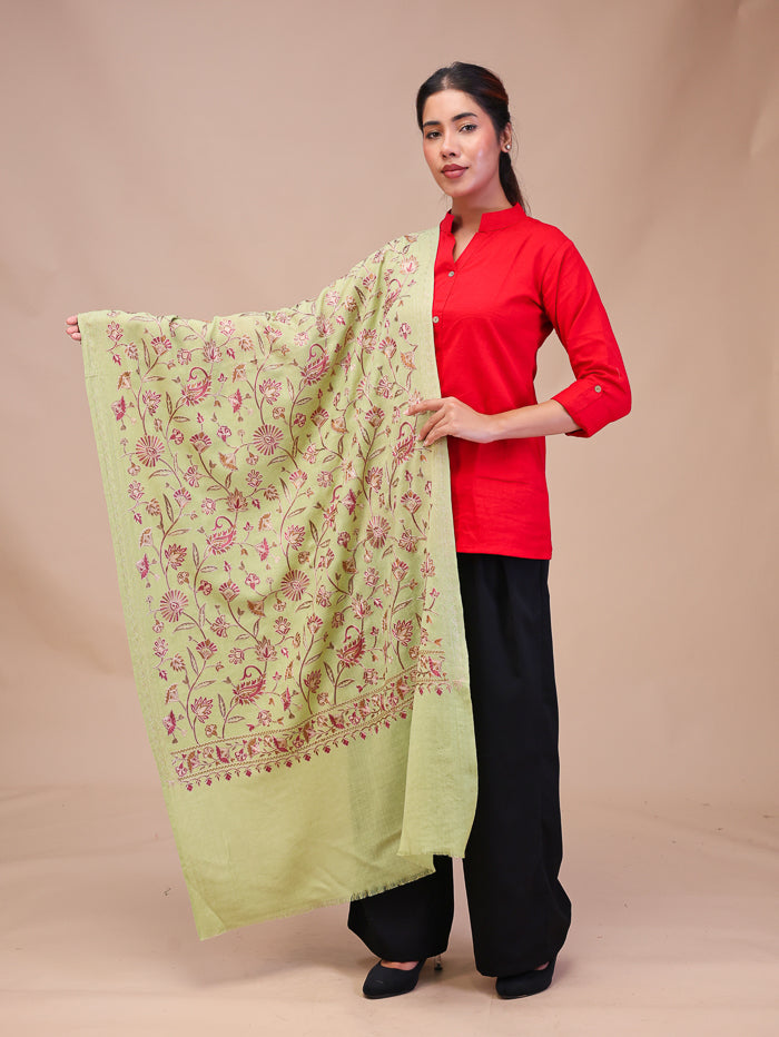 Women's Aari Embroidered Wool Stole