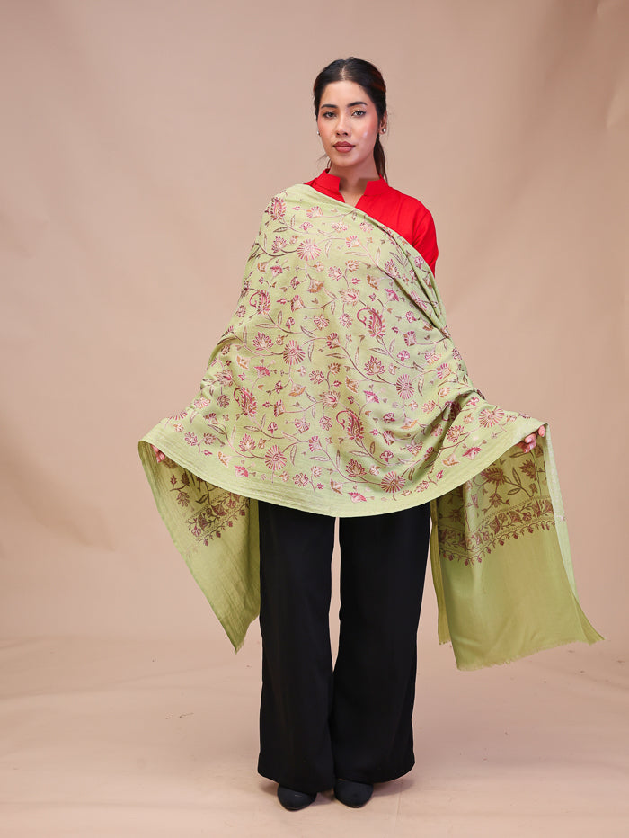 Women's Aari Embroidered Wool Stole