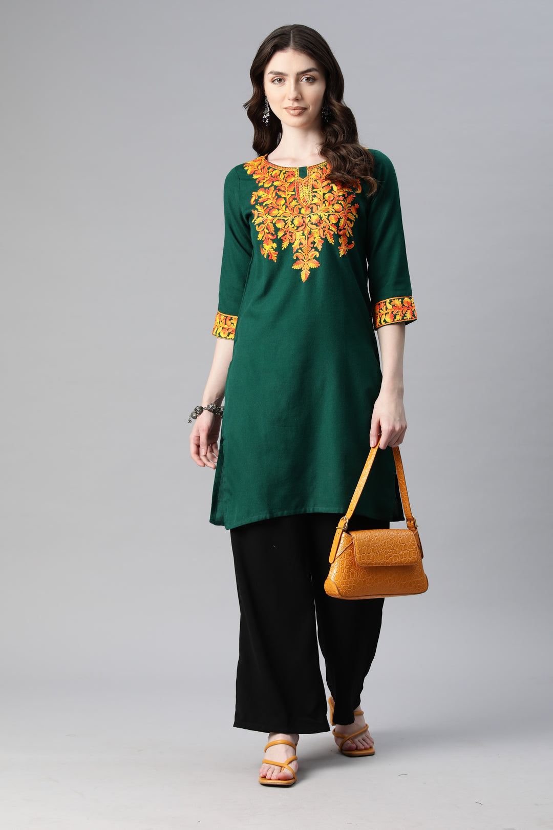 Women's Aari Embroidery Woollen Kurti