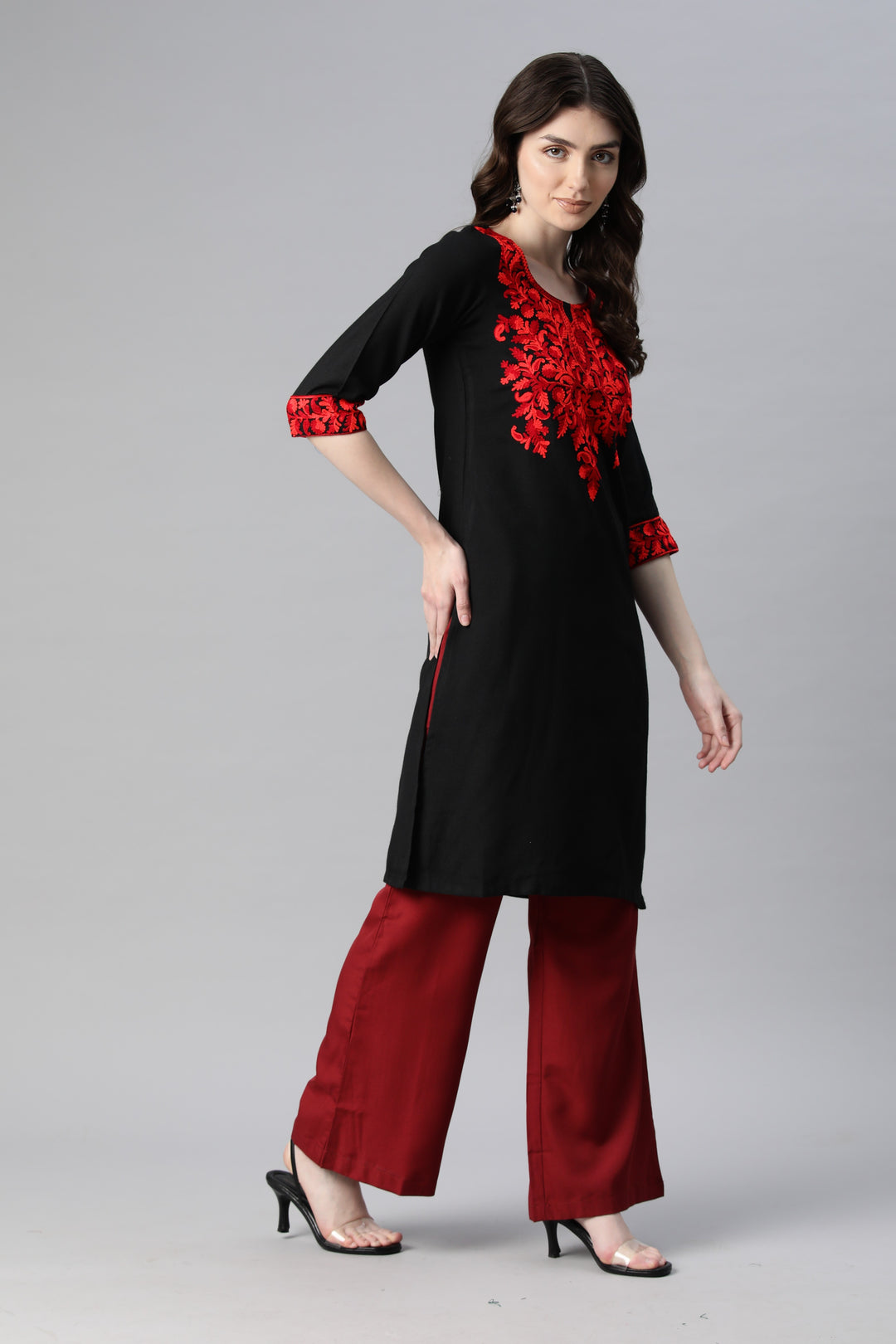 Women's Aari Embroidery Woollen Kurti