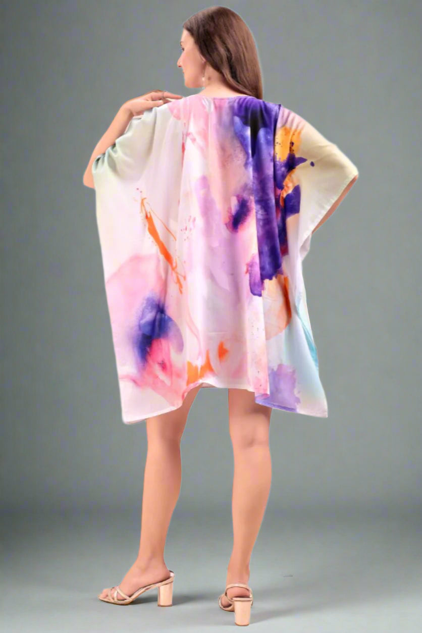 Women's Printed V-Neck Sleeves Short Kaftan Kurti
