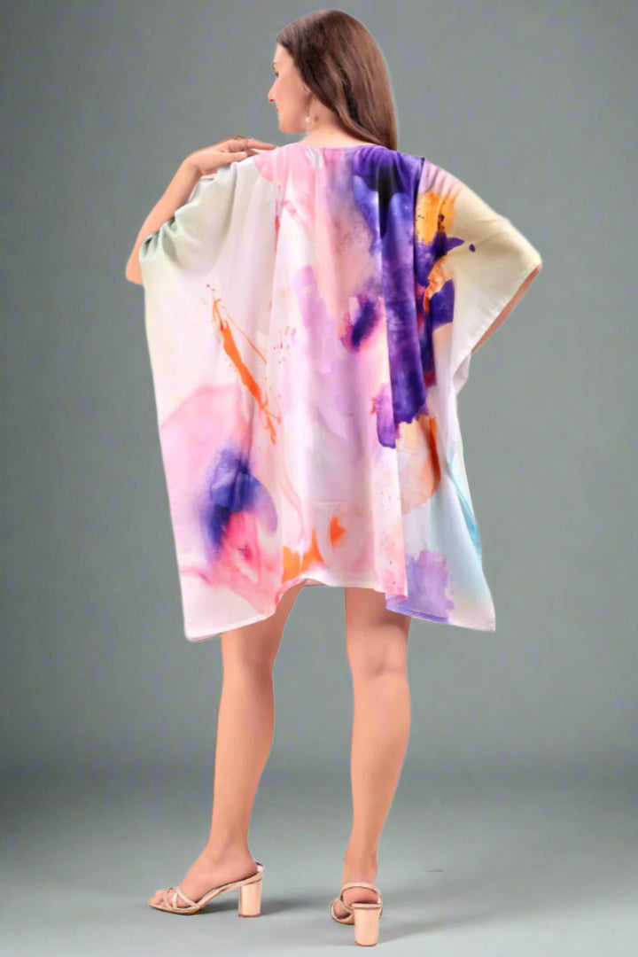 Women's Printed V-Neck Sleeves Short Kaftan Kurti
