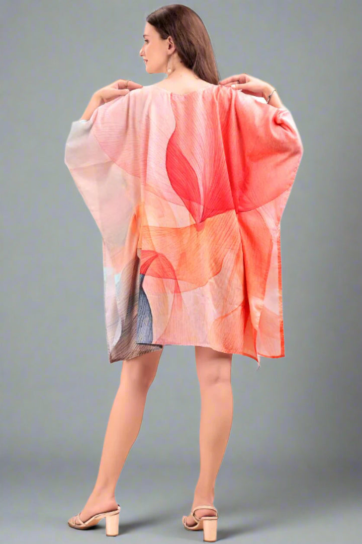 Women's Printed V-Neck Sleeves Short Kaftan Kurti