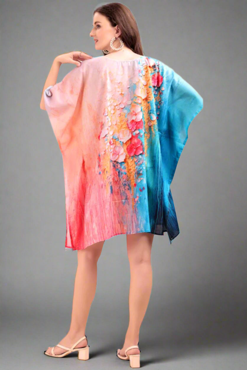 Women's Printed V-Neck Sleeves Short Kaftan Kurti
