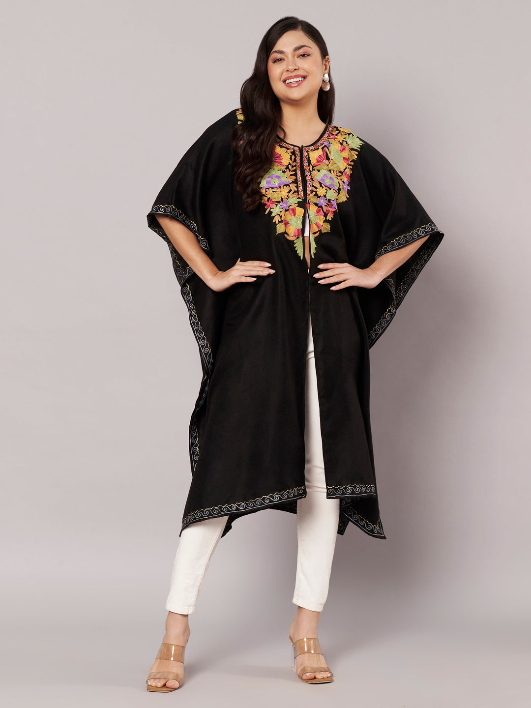 Women's Aari Work Yoke Design Kashmiri Embroidered Kaftan(Pheran)