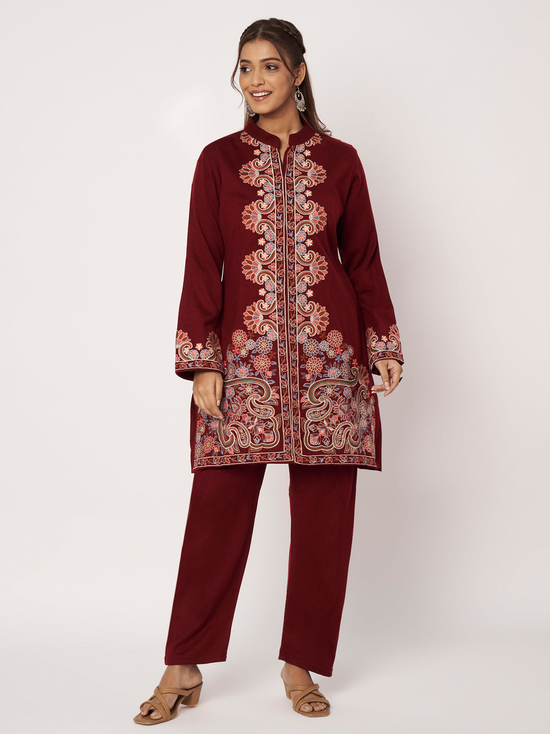 Women's Kashmiri Embroidered Co-ords – Kurta and Trousers