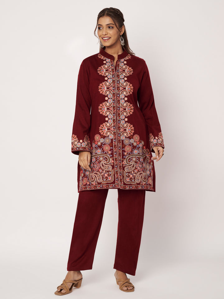 Women's Kashmiri Embroidered Co-ords – Kurta and Trousers