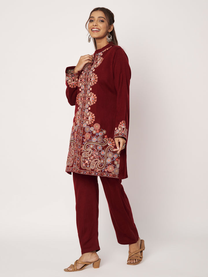 Women's Kashmiri Embroidered Co-ords – Kurta and Trousers