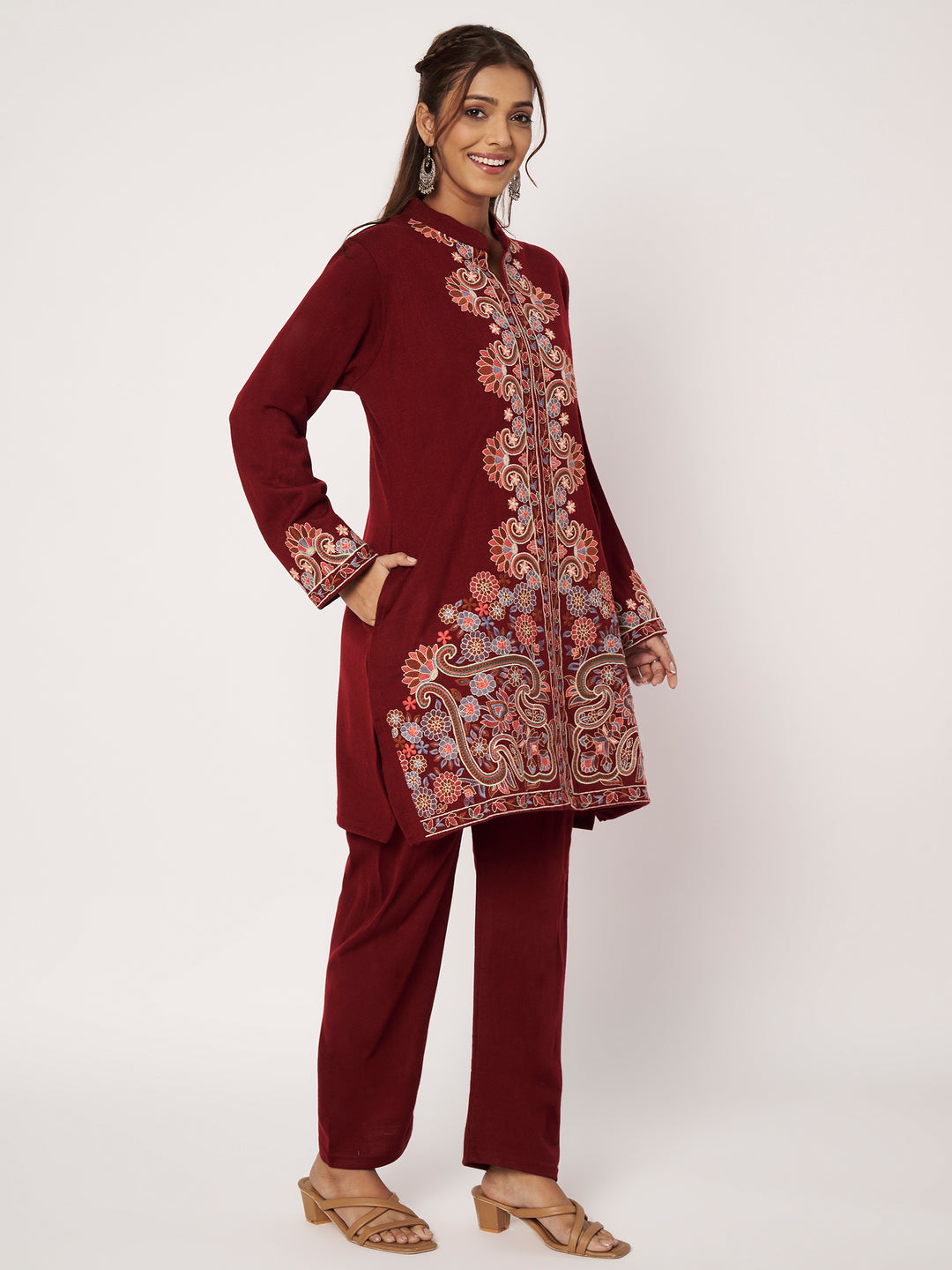 Women's Kashmiri Embroidered Co-ords – Kurta and Trousers