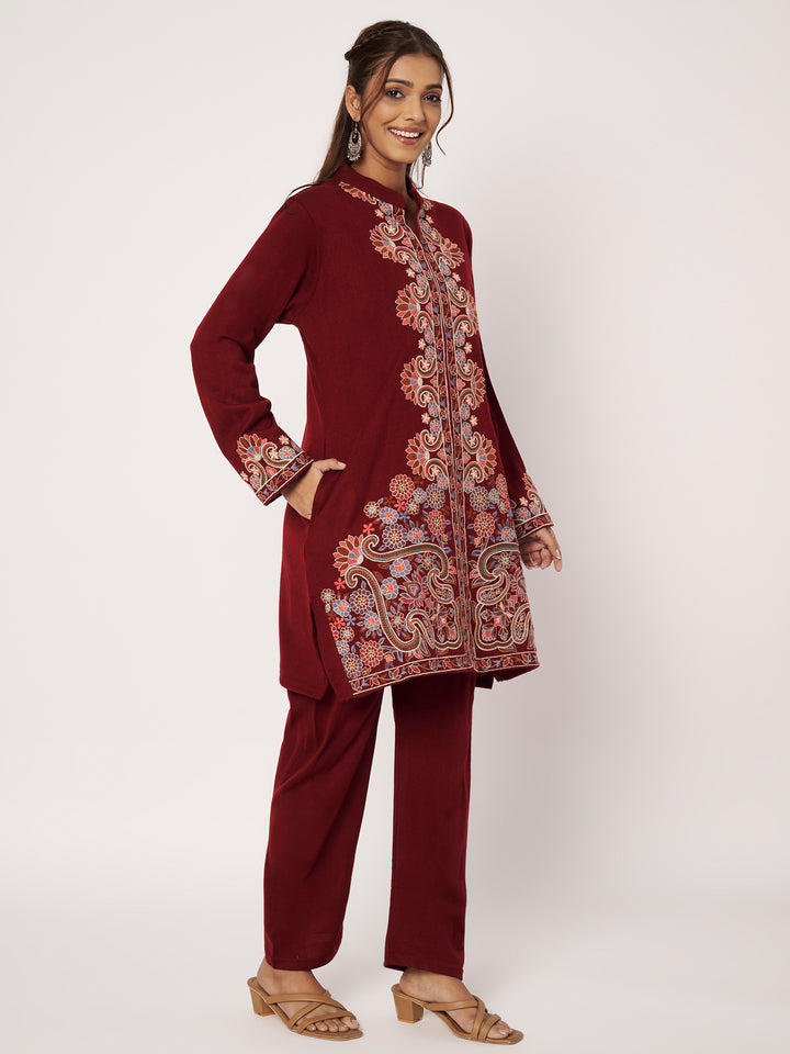Women's Kashmiri Embroidered Co-ords – Kurta and Trousers
