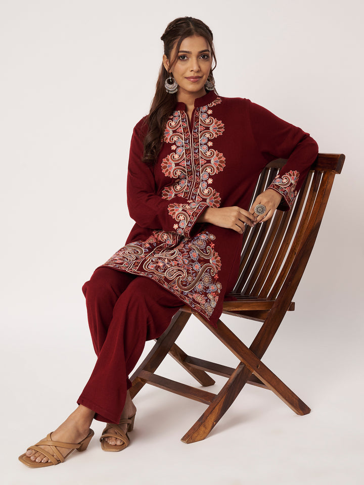 Women's Kashmiri Embroidered Co-ords – Kurta and Trousers