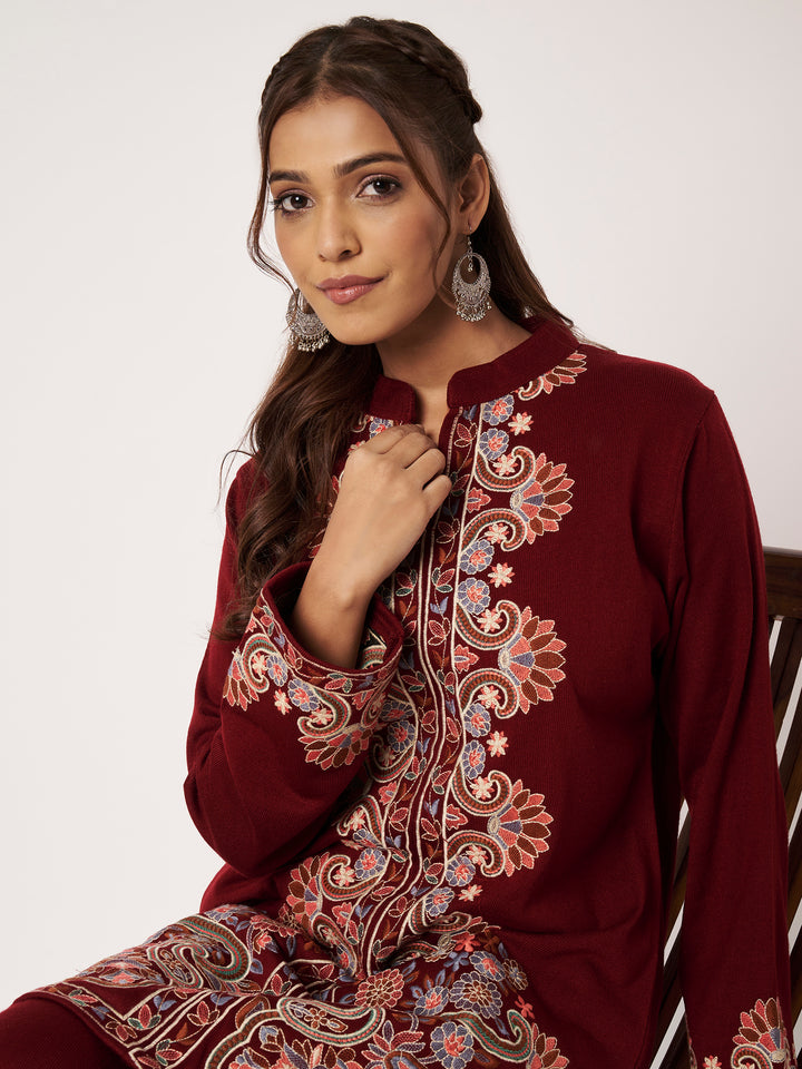 Women's Kashmiri Embroidered Co-ords – Kurta and Trousers