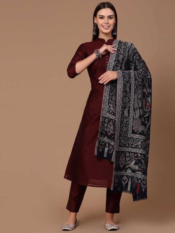 Women's Zari Kani Wool Shawl with Figures