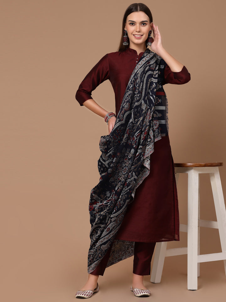 Women's Zari Kani Wool Shawl with Figures